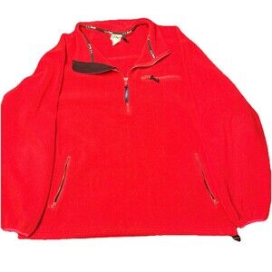 L.L. Bean Men XL Red Fleece Quarter-Zip Pullover RN 71341 VTG Outdoors Gorpcore